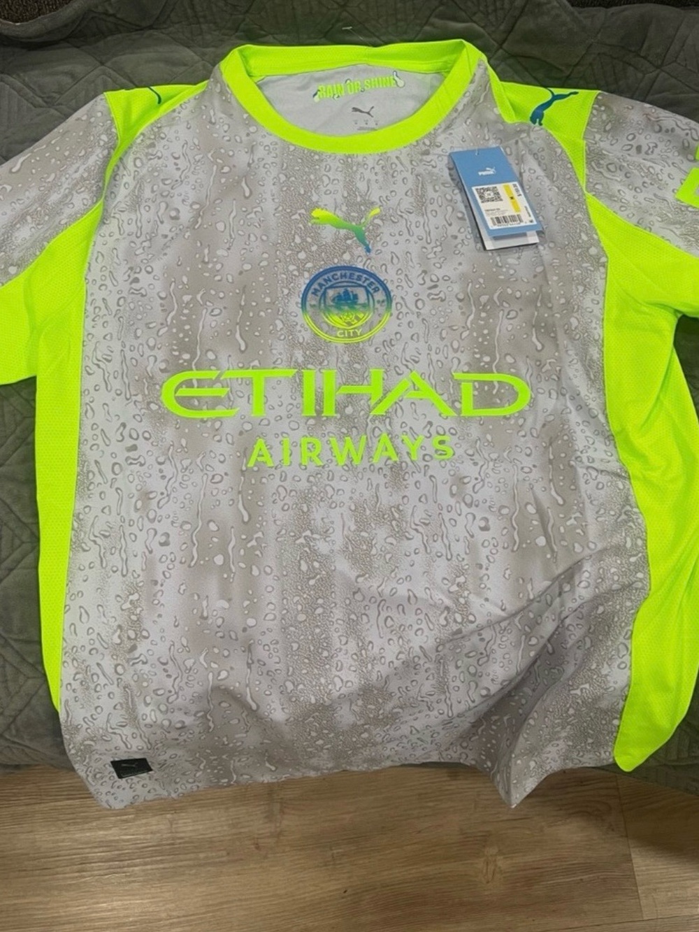 Puma Kids Neon Yellow & Gray Manchester City Training Jersey
